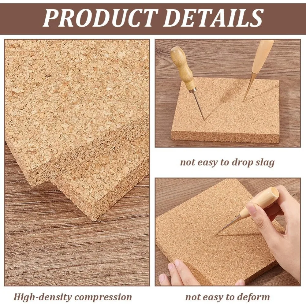 2PCS Square Bulletin Boards 6 x 6 inch Non Self-Adhesive Wood Cork Board 0.6 inch Thick Square Cork Board Cork Tiles for Wall