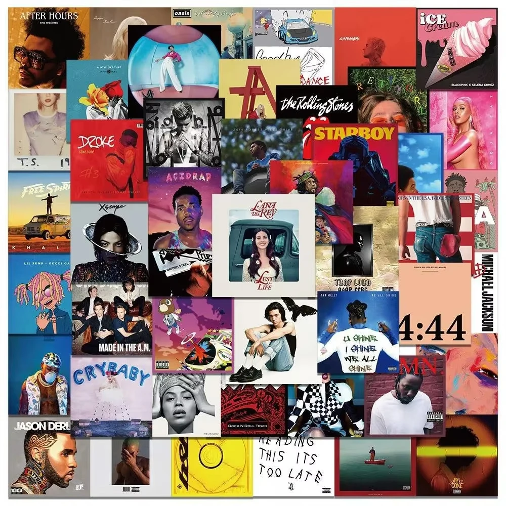 55PCS Artist Singers Album Cover Stickers For Luggage Phone Case Laptop Notebook Decals Kids Gift