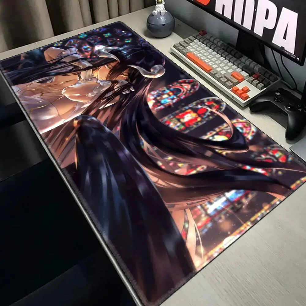 

Albedo Large Mouse Pad Anime Overlord Pc Gamer Cabinet Keyboard Mausepad Computer Gaming Accessories Table Rug Desk Mat Mousepad