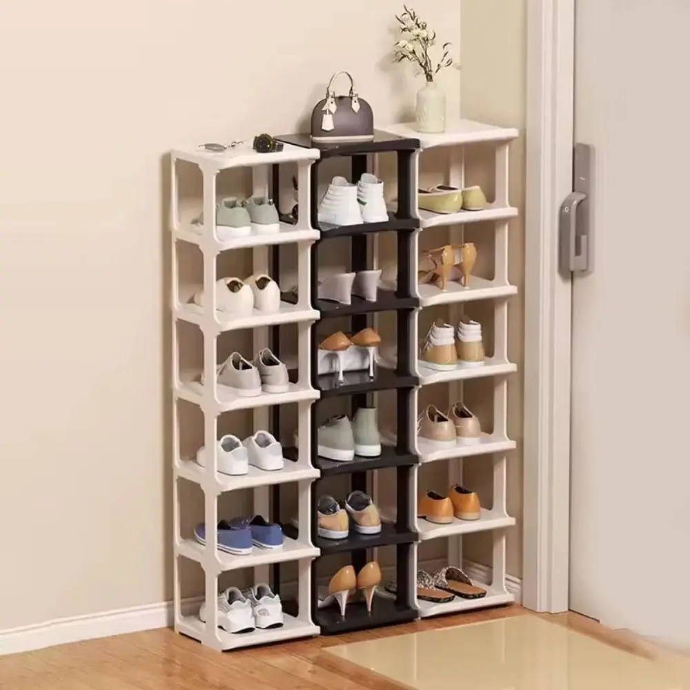 Removable Vertical Shoe Rack 2-8 Layers Stackable Layered Shoe Cabinets Anti-drop Simple assembly Standing Shoe Shelf