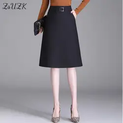 ZUZK Lady Knee Length A-line Skirt Bodycon Skirt Spring Autumn Elegant High Waist Slim Suit Skirt OL Pencil Skirts