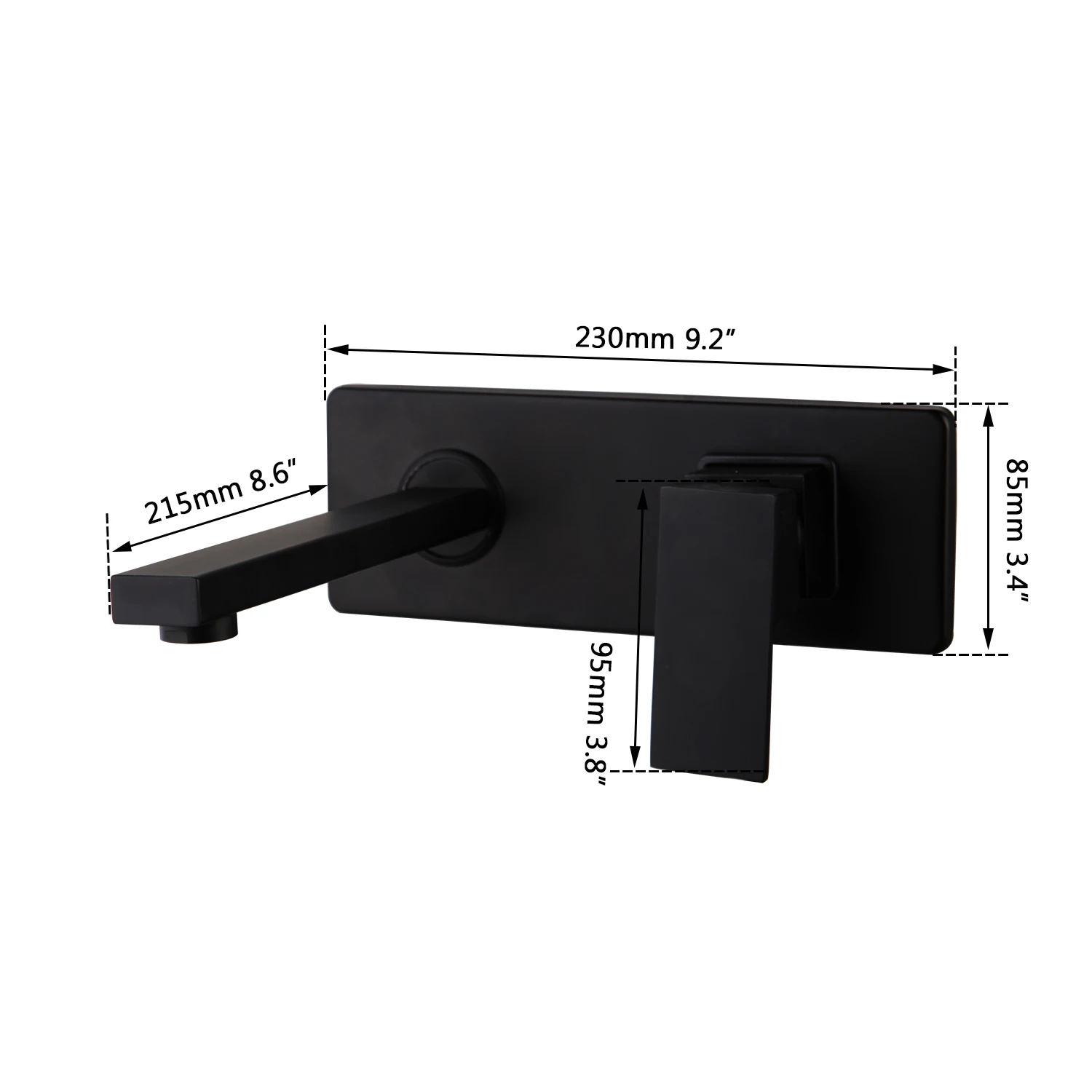KEMAIDI Matt Black Bathroom Faucet Wall Mounted Hot& Cold Water Mixer Brass Basin Faucets Tap Concealed Single Lever Crane RU