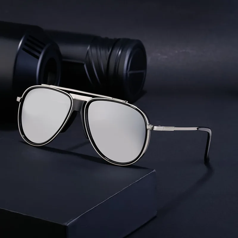 

2024 New Y2K Men's Toad Sunglasses Fashion Men's High Grade Double Beam Pilot Glasses Instagram Luxury Brand Goggles