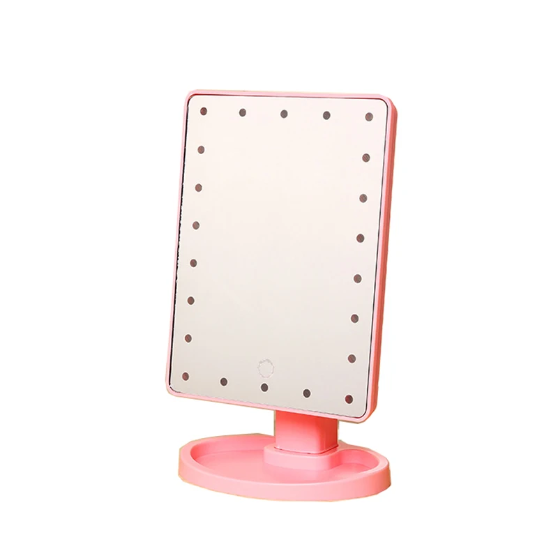 調光可能なLEDバニティメイクアップミラー,360度回転,22個のLEDタッチスクリーン