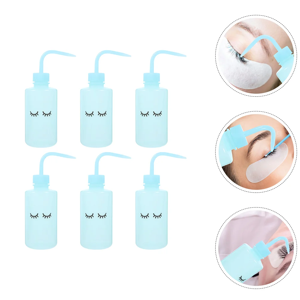 6 Pcs Eyelash Cleaning Bottle Water Spray Tool for Eyelashes Eyes Wash Bend Mouth Pe Washing Simple Empty Bottles