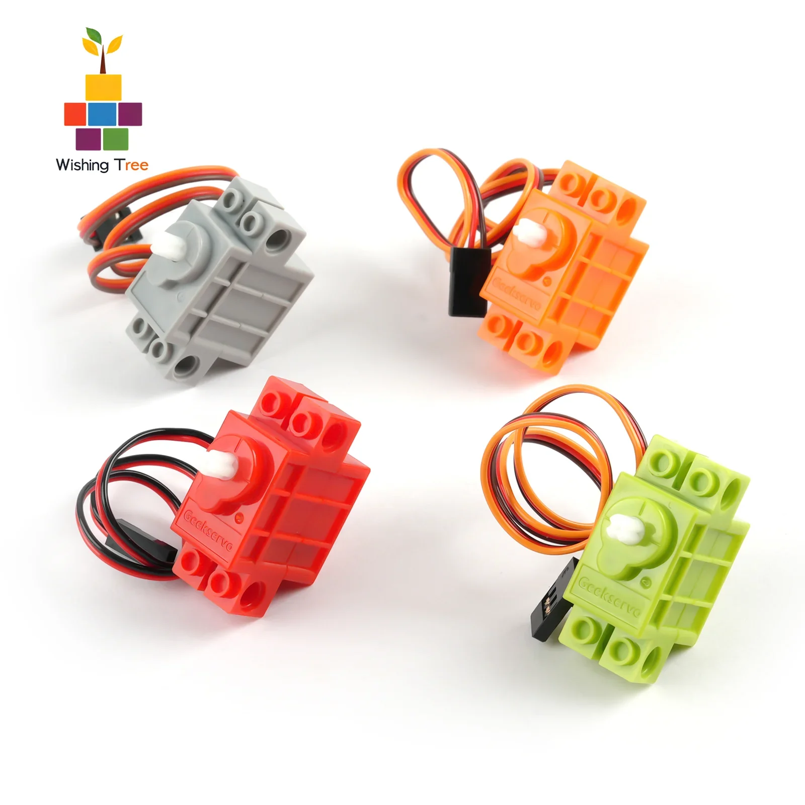 Geekservo 4 pièces servomoteur Programmable Rotation 270-360 degrés avec engrenages POM pour blocs de construction Robot intelligent voiture projets de bricolage