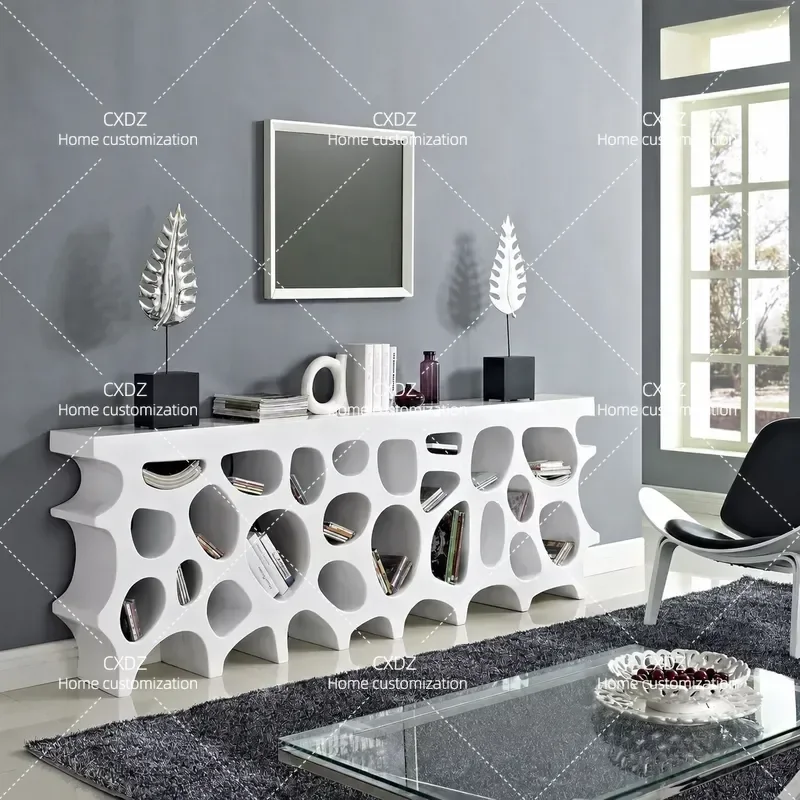 Cream Baking Paint Entrance Cabinet Modern Simple Living Room Bar Table Creative Personalized Decoration Cabinet Counter