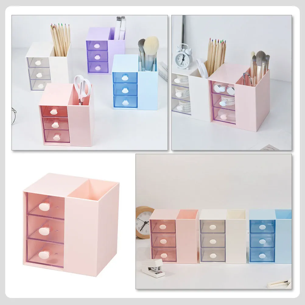 

Household Desktop Stationery Box Multifunction Organizer Environmental Protection Pen Scissors Storage Container Office Use