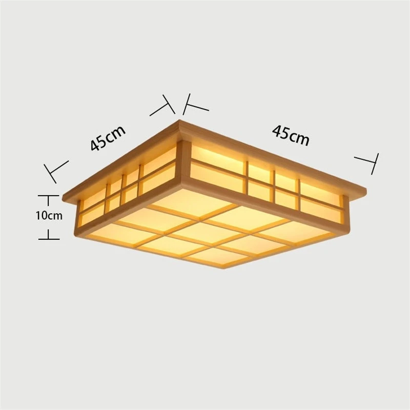 Japanese Wooden Square Ceiling Lights Modern Living Room Ceiling Lighting Kitchen Restaurant Light Fixture LED Lamparas De Techo