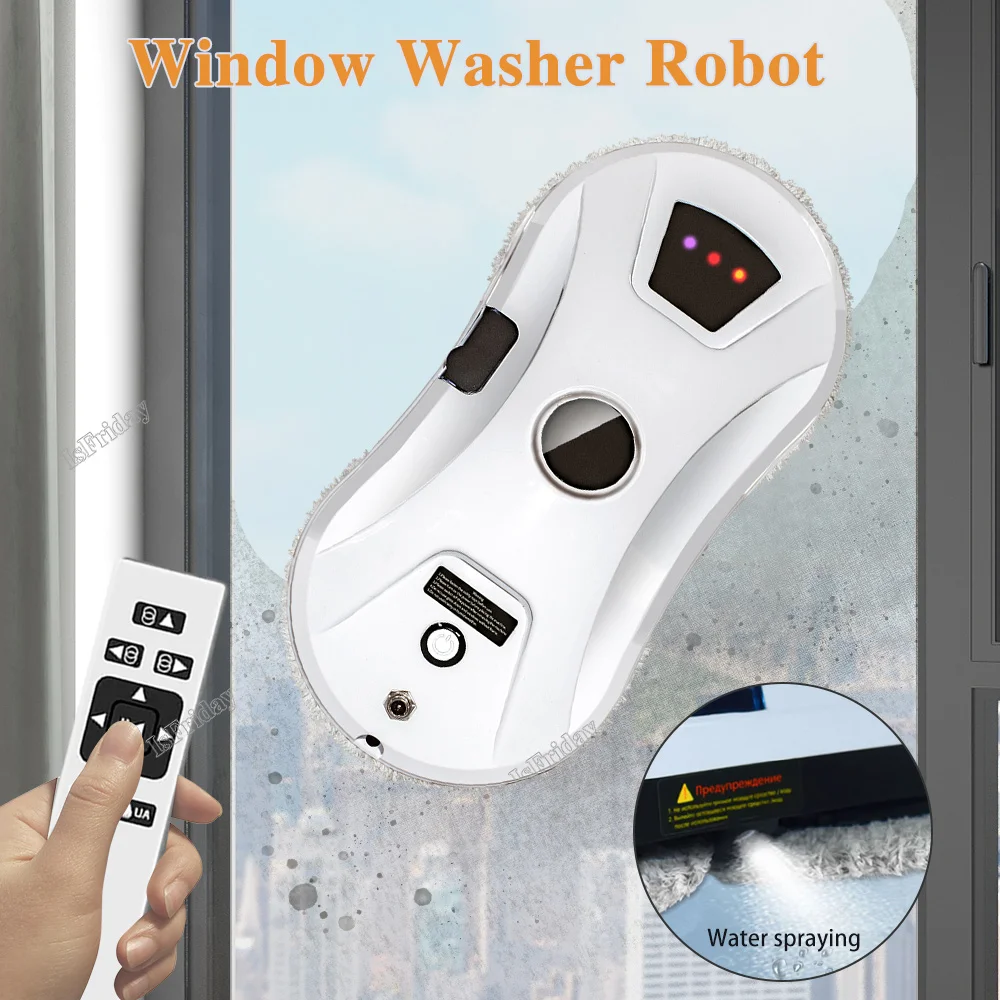 Robot Window Cleaner With Water Sprayer Electric Intelligent Remote Control Glass Window Washer For Home Cleaning