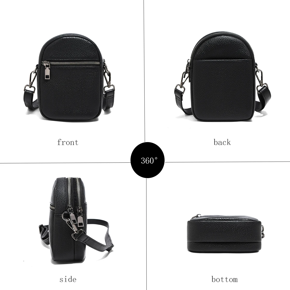 Torebka damska FOXER, skóra naturalna, prosta torebka na telefon, damska torebka crossbody na zamek błyskawiczny, mała sportowa torebka damska, portmonetka.