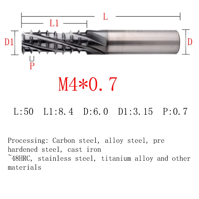 

YRFL CNC Machine Solid Carbide Tungsten Steel Jumping Teeth Full Thread Milling Cutter M4 M5 M6 M8 M10 M12 Mill Mills Cutters