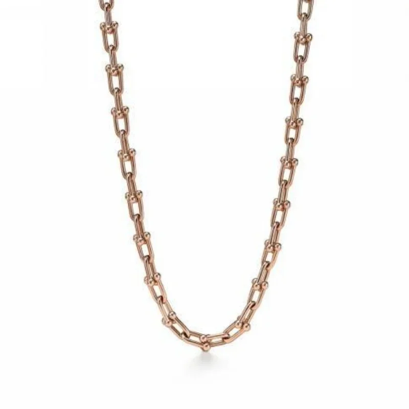 

Rose Gold Hardware Link Chain Necklace, Bold U-Link Design