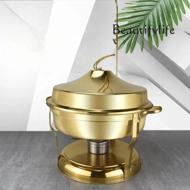 

Hanging Decorative Fancy Food Heater Set Hanging Furnace Hot Dubai Gold Buffet Chef Hot Pot Deluxe