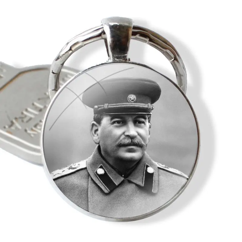 Russian Stalin Ussr Keychain Handmade Glass Cabochon Key Ring Holder Pendant Key Chains