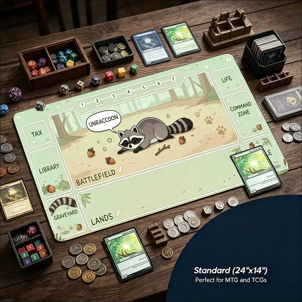 Large Cartoon Animal TCG Playmat Printed Game Zone Lines Non Slip Rubber Base Smooth Cloth Tabletop Trading Card Game Battle Mat