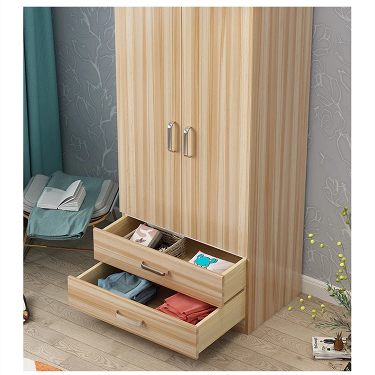

Simple 2-door Wardrobe with Drawers: 60/70/80/50cm Narrow Small Closet for Rental, Bedroom Home Usepromote sales