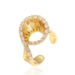 Women's ring plated with 18k gold zircon twisted pattern irregular European and American fashion jewelry party accessories