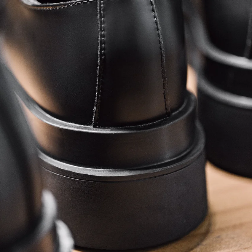 Maden الرجال النمط البريطاني جلد طبيعي ديربي أحذية سميكة وحيد الارتفاع زيادة أحذية رسمية سوداء العمل الأحذية الجلدية غير رسمية #5