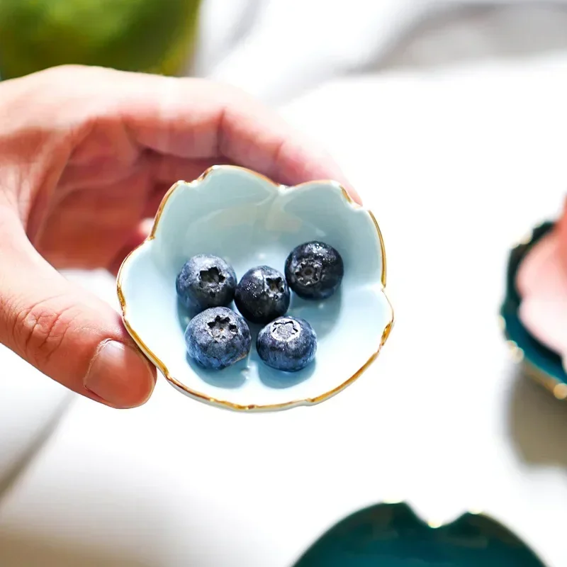 Kawaii Creative Japanese Sakura Ceramic Dish Cherry Blossom Plate Sauce Dish Flower Bowl for Kitchen Sauce Vinegar Dishes