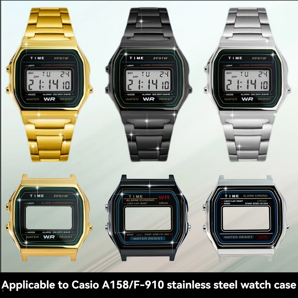 CASIO A158 F91 メタルケース化 カスタム For Casio A158 A159 Modified Stainless Steel Watch Case F91