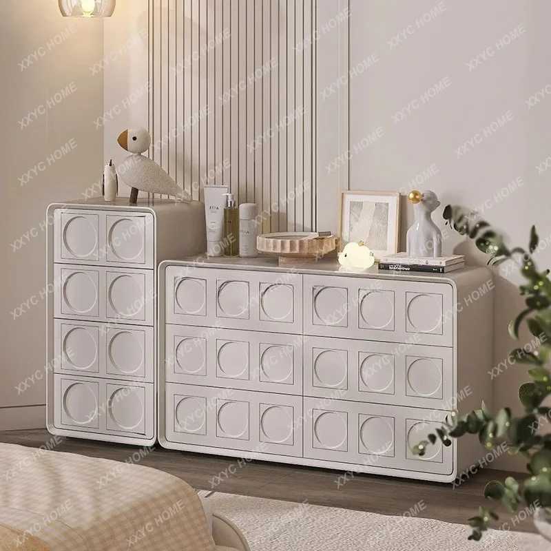 XXCream Style Solid Wood Wall-Mounted Six-Drawer Bedroom Bedside Cabinet Style Living Room Drawer Storage Cabinet
