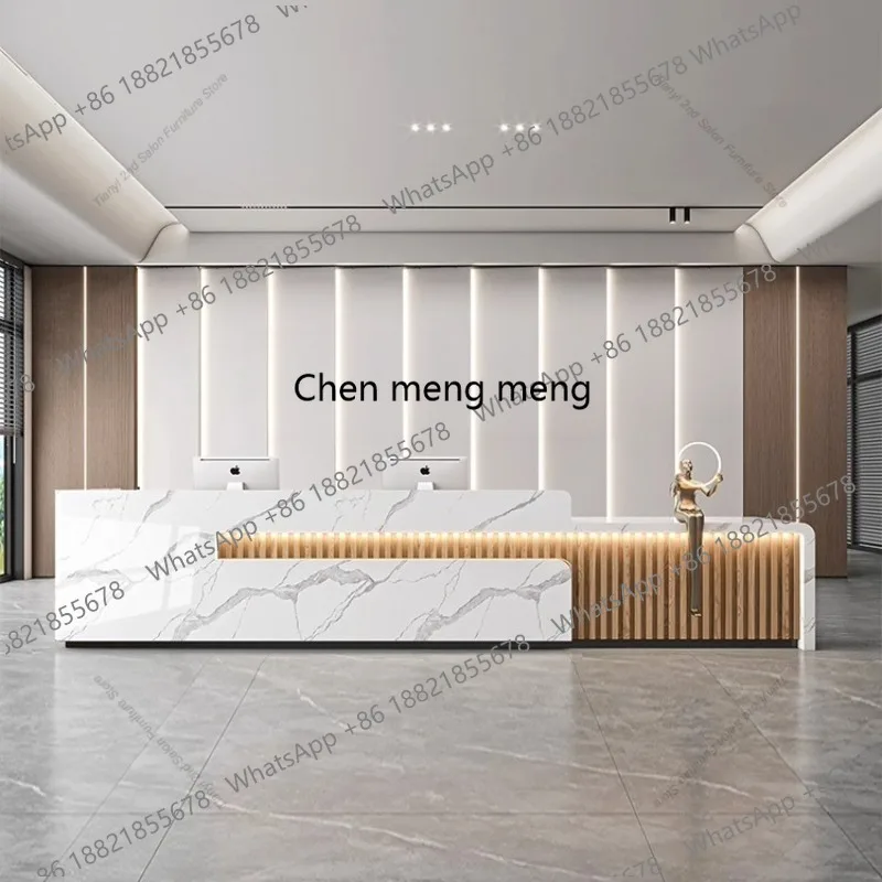 

Modern Luxury Marble Texture-like Front Desk Nordic Creative Hotel Store Reception Desk Designer Commercial Furniture