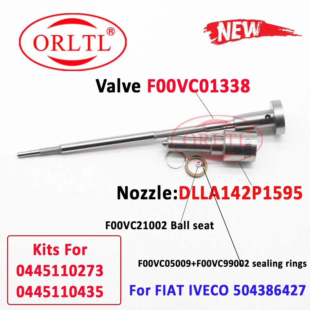 

ORLTL Diesel Injector Repair Kits DLLA142P1595 Nozzle 0433171974 F00VC01338 for FIAT 0445110273 0445110435 0986435165 504386427