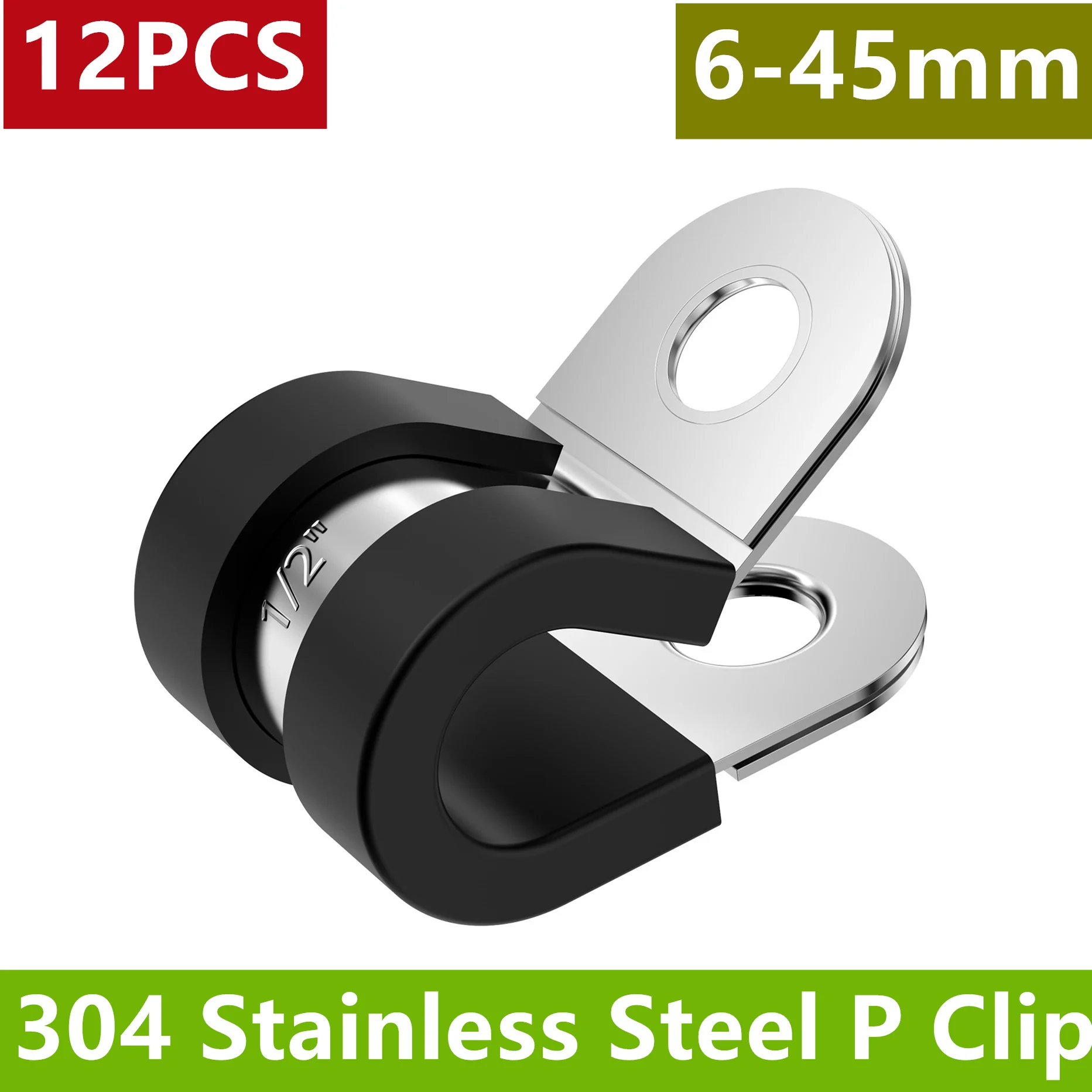 12Pcs Cable Clamp 304 Stainless Steel Rubber Lined P Clips 6-45mm Wiring Hose Pipe Clamp Mounting Fix Fasteners струбцина 클램프