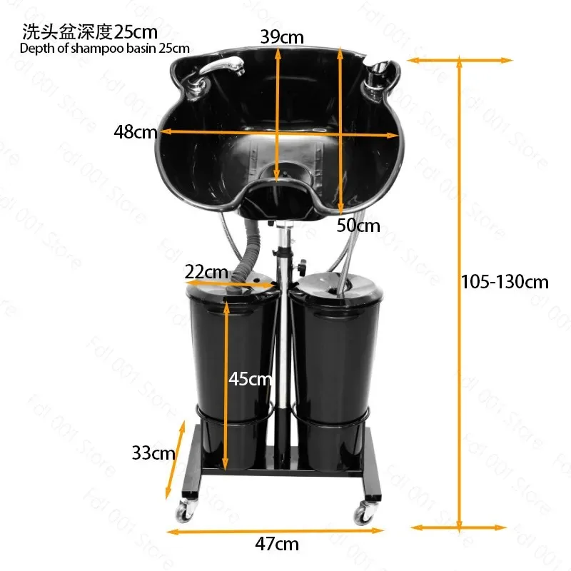 Mobile Hair Wash Basin for Salon Elderly Pregnant Women, Height Adjustable Shampoo Sink for Home Salon