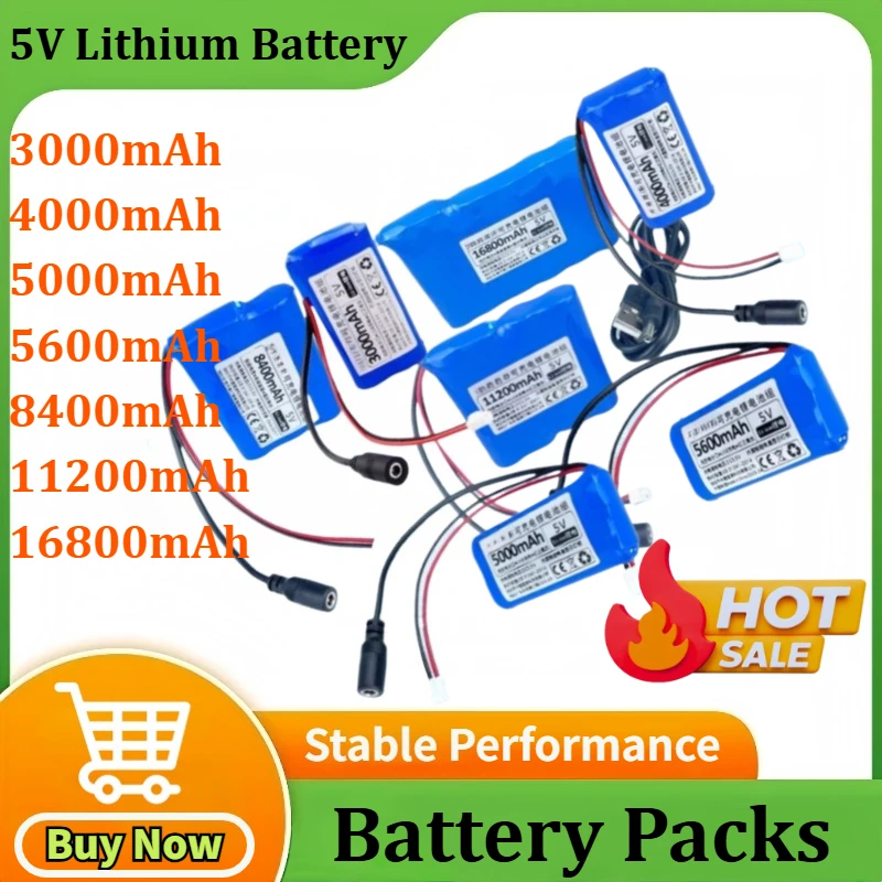 

Upgraded 5V Lithium Battery Packs Rechargeable Single Chip Microcomputer for Bluetooth Speaker USB Fan Outdoor LED Lamp Battery