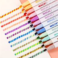 12pcs Double-ended Magic Color Marker Pen Changing Highlighter Pen Set Student Diary Scrapbook Painting DIY Office Supplies