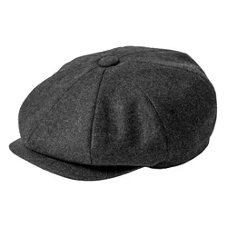 JANGOUL berretti da strillone notizie moda uomo berretto piatto in misto lana cappello a 8 pannelli cappelli da guida con bottone berretto Gatsby anteriore per uomo