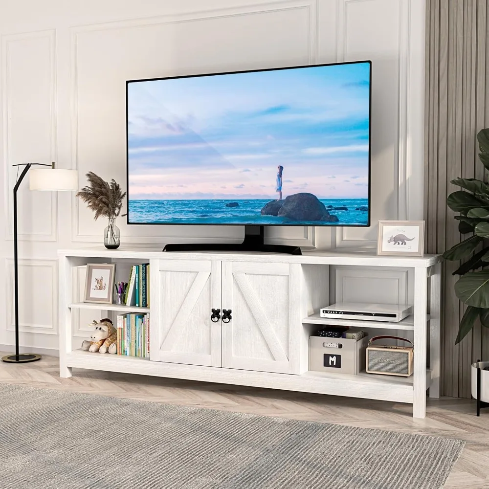 TV Stand Entertainment Center Television Stands with 2 Doors and Storage Shelves, Media Stand Table Console for 75 inch