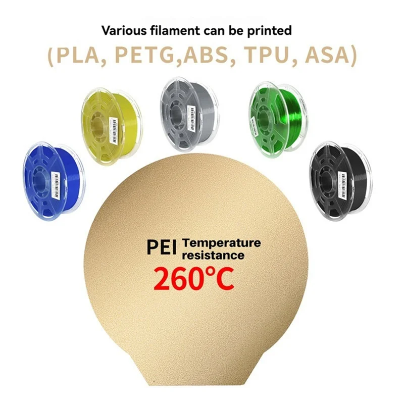 

XB-Для Flsun Super Racer PEI Гибкая гладкая сборная пластина PEO Hot Bed Круглый диаметр 270 мм 270 мм Магнитный пружинный стальной лист с основанием