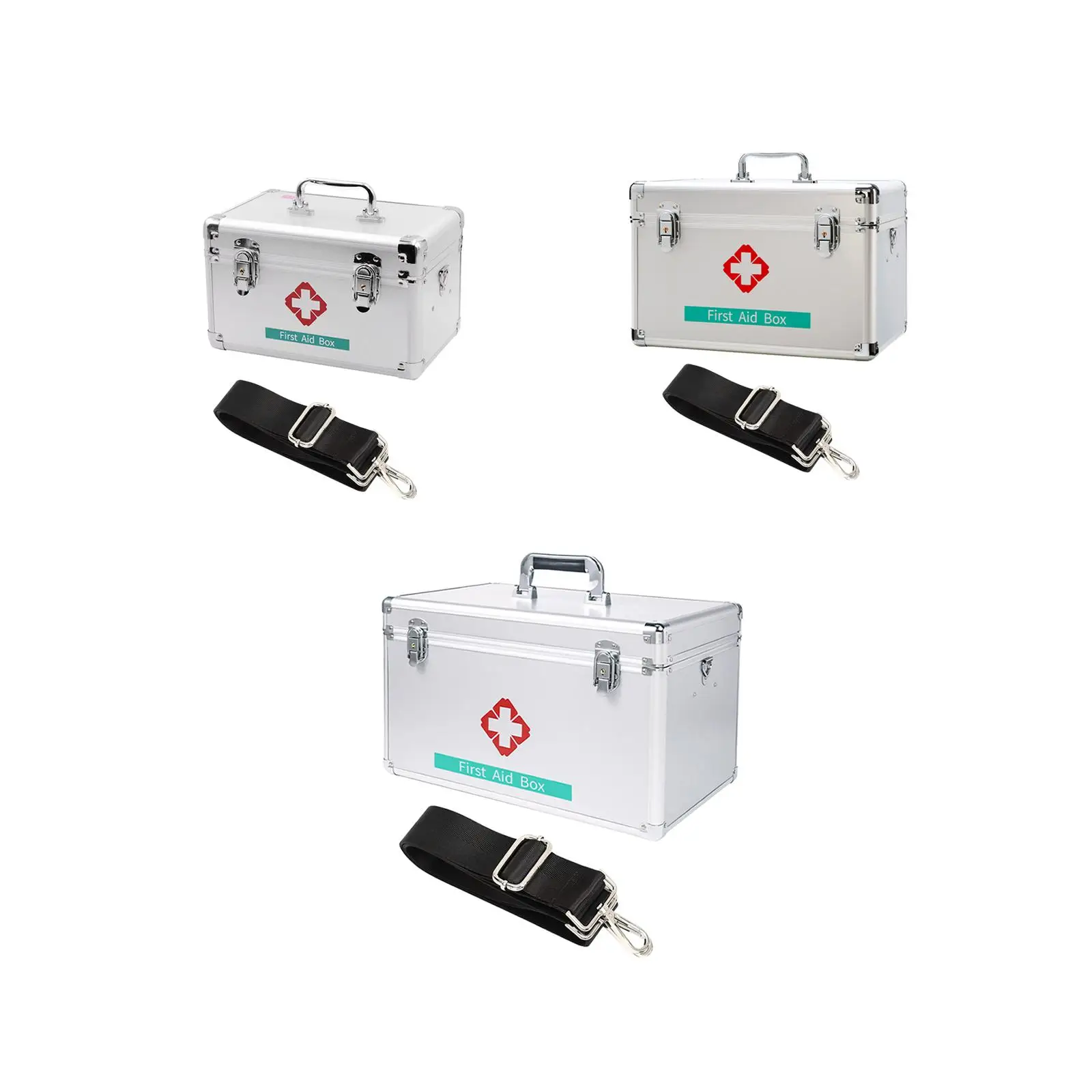 Lockable First Aid Cabinet Box with Shoulder Strap for Home with Top Handle