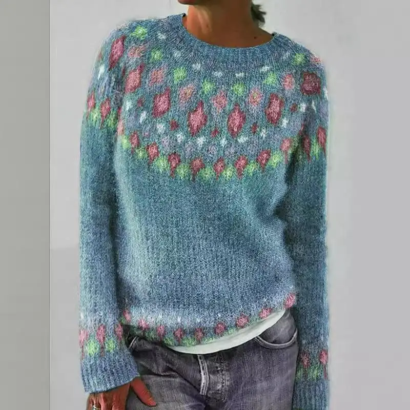 سترة نسائية محبوكة ناعمة الملمس مطبوعة Jaet Long Sve ألياف البوليستر ربيع الموسم Faion للسيدات