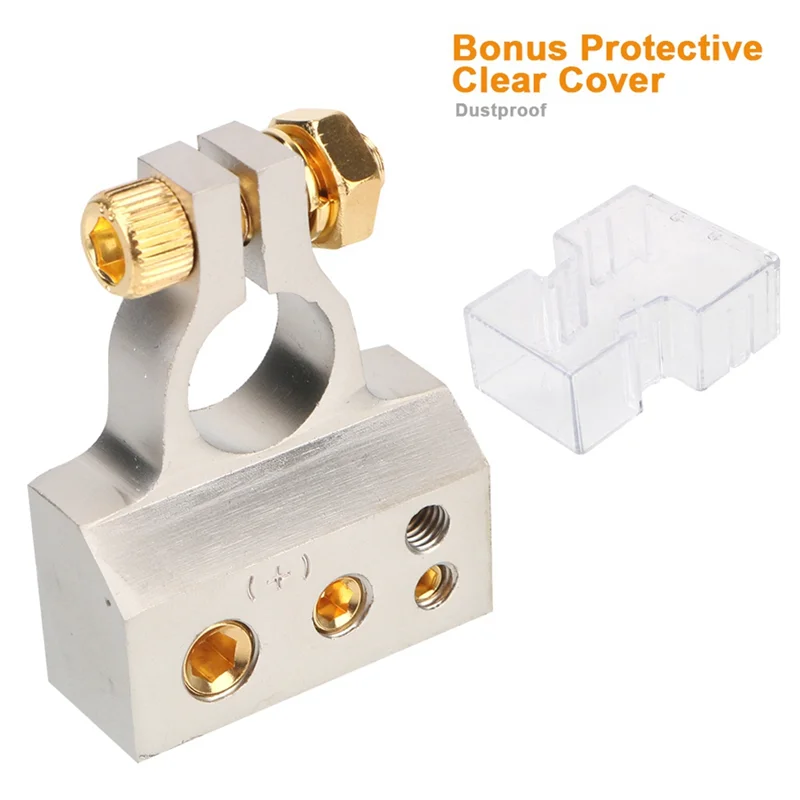 

2 Pcs Positive Negative With 2 Covers Shims /2/4/8/10 Gauge Car Modified Battery Head Car Battery Terminal Connectors