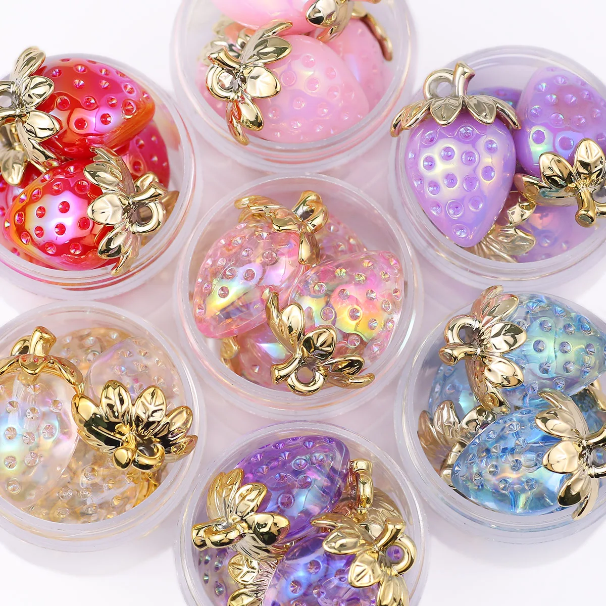 Strawberry Acrylic Charms, Colorful Fruit Pendant Charms Beads for DIY Bracelets Necklaces Earrings & Jewelry Making Crafts 5Pcs