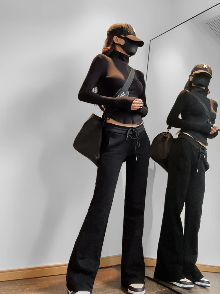 Autumn Winter Fce Lined Slimming Bell Bot Pants Yoga Casual Long Trousers Women's Faion Spring Summer Tea Brand