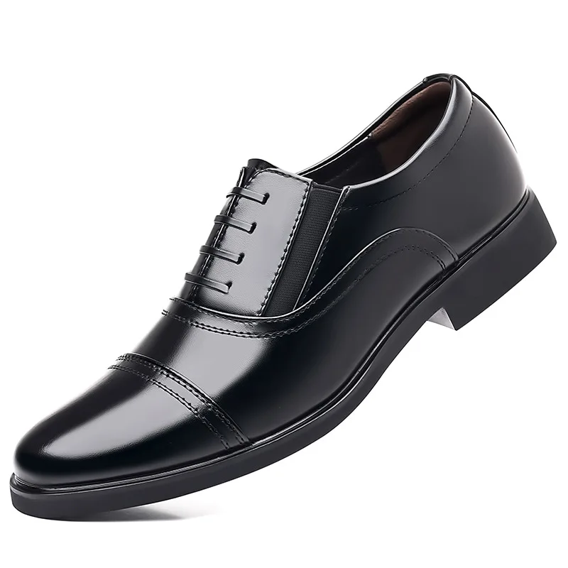 Plus Size 38-46 Breathable Comfortable Square Heel Soft Leather Shoes Spring Fall 2026 Decent Men's Formal Dress Shoes Office