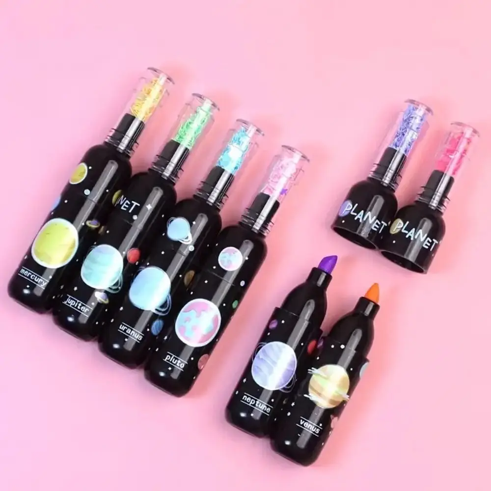 6pcs/set Creative Planet Highlighter Wine Bottle Styling 4MM Writing Painting Doodle Pen Graffiti Cute Marker Pen Office