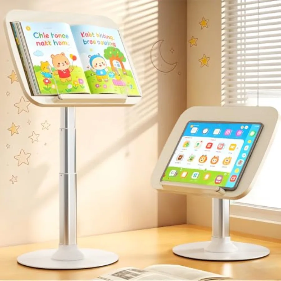 

Подставка для чтения 2-в-1 для книг и планшетов, регулируемая по высоте и углу наклона, держатель для книг с зажимом, эргономичный держатель для книг, удобный для детей