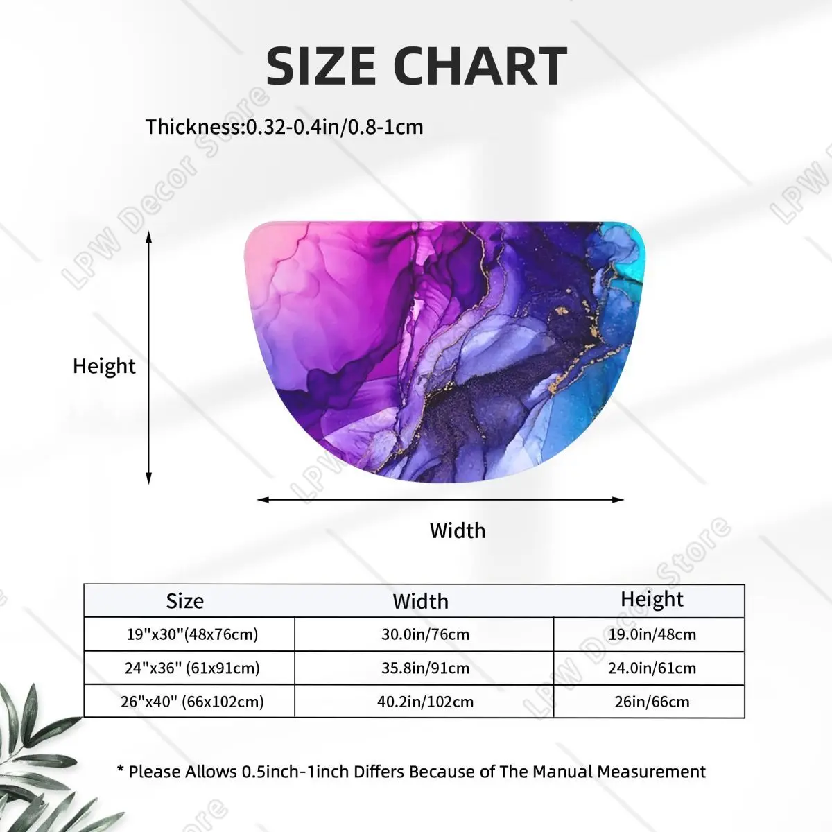 Abstract Vibrant Rainbow Ombre Soft Flannel Half Round Doormat Non Slip Bathroom Mat Absorbent Floor Carpet for Living Room
