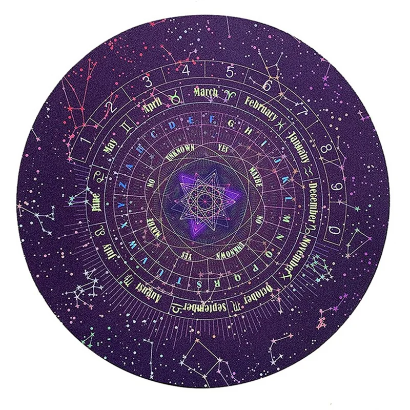 Divination Mat, Lightweight Round Shape Starry Sky Letter Rubber Astrology Pendulum Mat(Size:8.66 Inches)