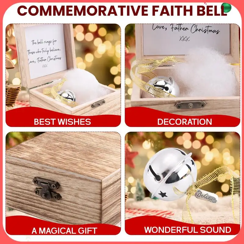 A76I-Cinta de fe mágica de Navidad, campana de fe mágica de recuerdo de Navidad, recuerdo de decoración del hogar de árbol de Navidad