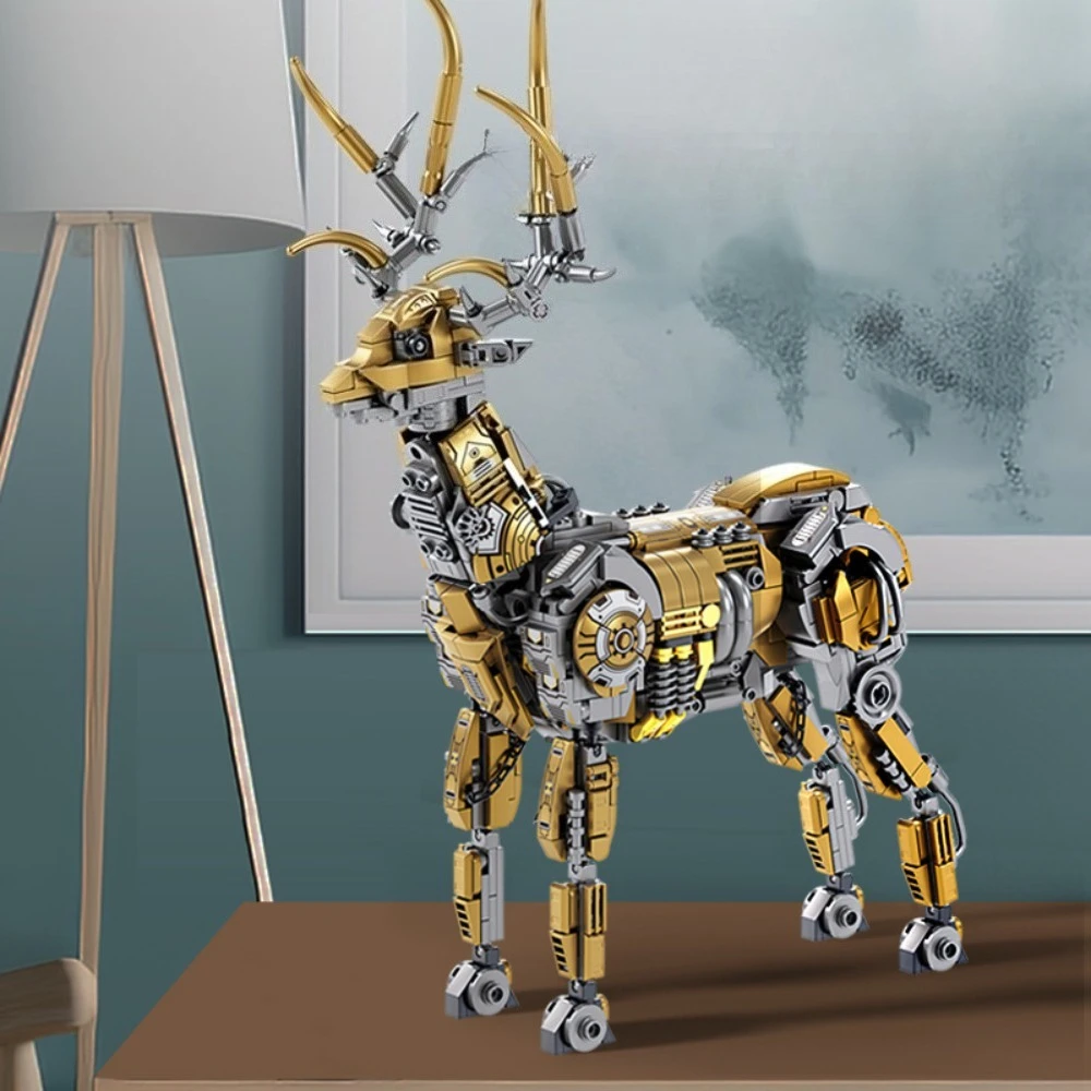 

GSF 924 шт. MOC техническая модель лося с оленем, строительные блоки, механические кирпичи с животными, набор городских строительных игрушек для детей