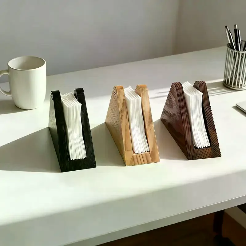 Elegant Wooden Tissue Holder Decorative Space Saving Wood Tissue Dispenser Multi-functional Non-slip Bottom