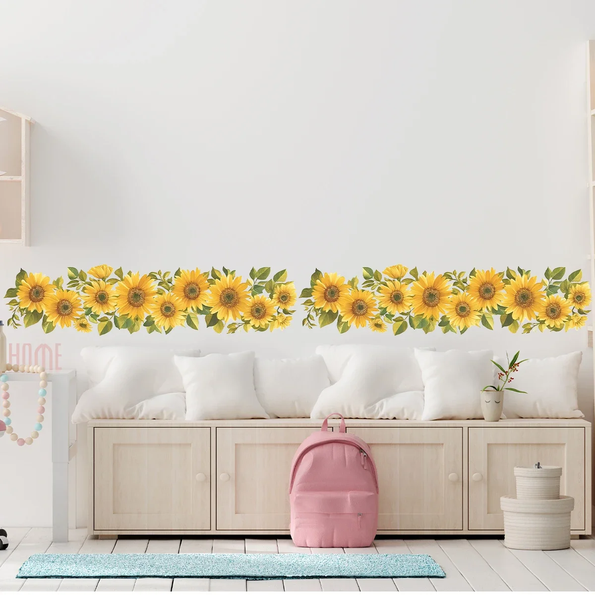 1Pc Watercolor Sunflower Furniture Wall Sticker for Kids Room Decor Home Essentials Decoration Bedroom Living Room Wall Decals