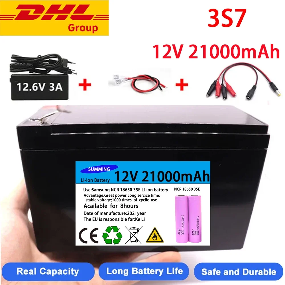 2024 Upgraded 12V 21000mAh Portable Rechargeable Battery Built-in 5V 2.1A USB Power Display Charging Port with +12.6V Charger